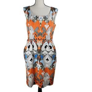 MAGGY LONDON Womens Sz 12 Womens Multicolor Sleeveless Cotton Sheath Dress